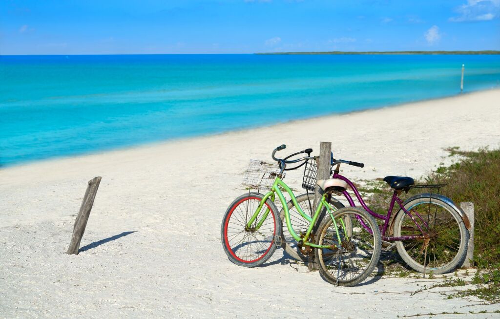 Holbox island tropical beach bicycles in Mexico