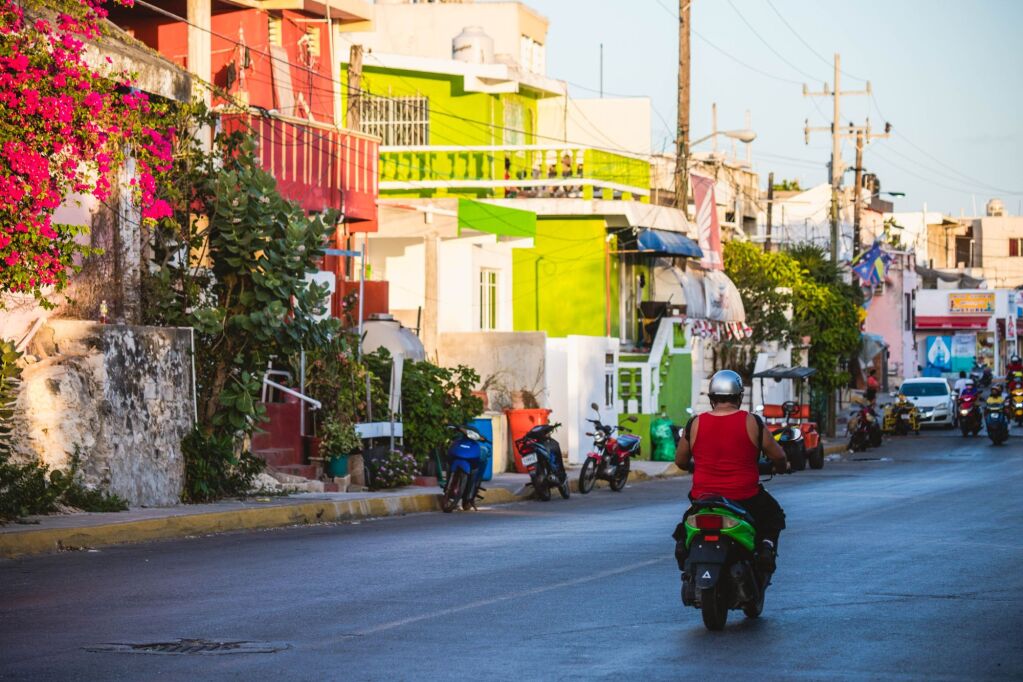 View of a street in Isla Mujeres, Mexico