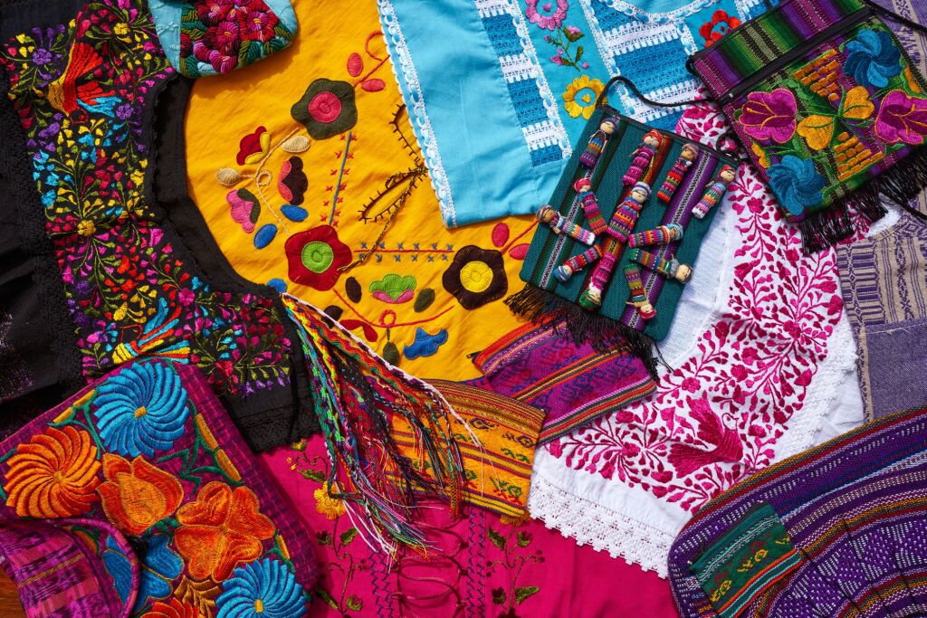 Mayan mexican handcrafts embroidery souvenirs mix
