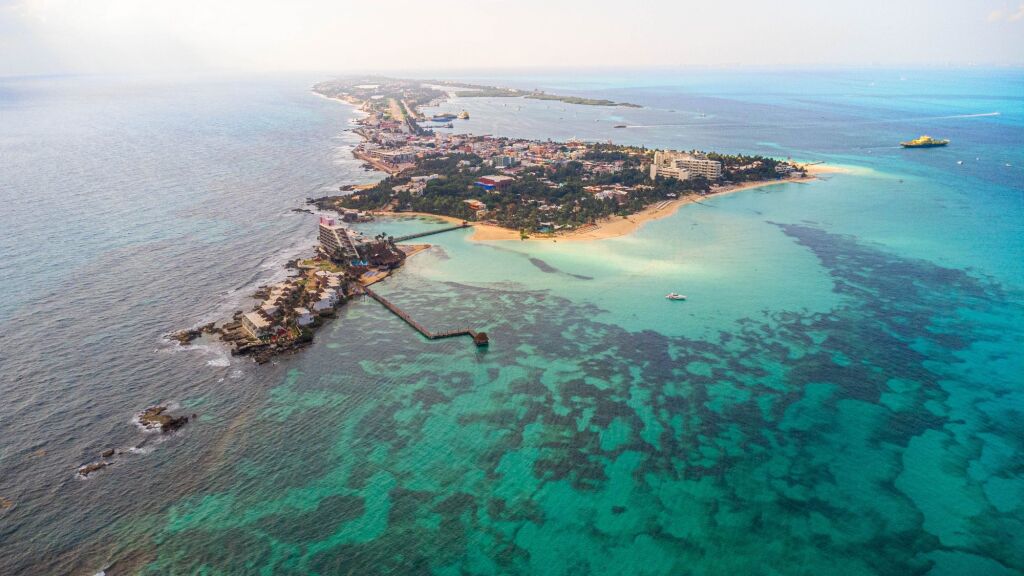 Isla Mujeres Playa Norte, Quintana Roo Mexico Aerial View 