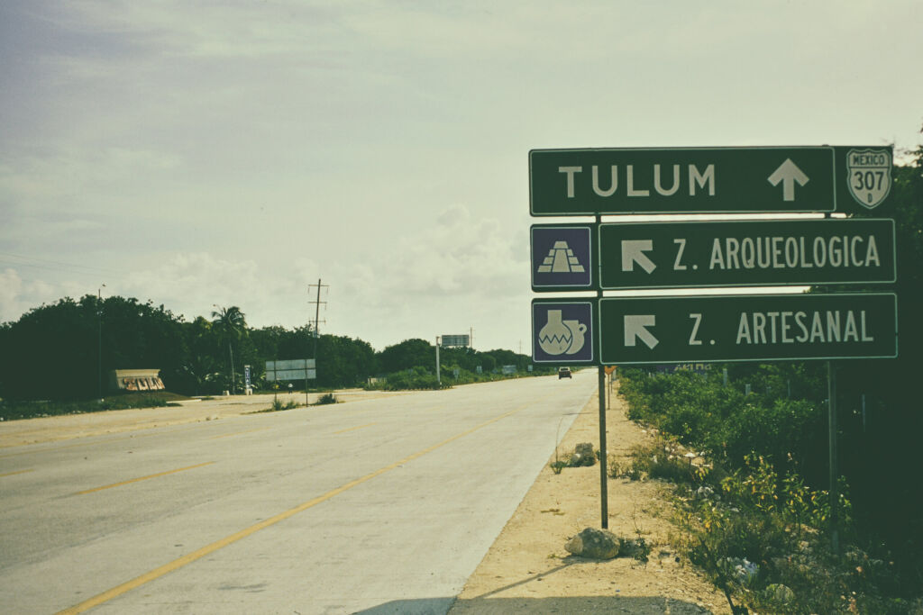 Road to the archaeological site of Tulum, Mexico
